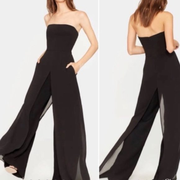 Halston Heritage Black Strapless Jumpsuit NWT - Size 6